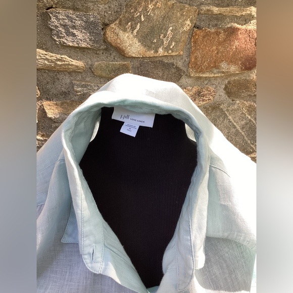 J. Jill Linen Tab-Sleeve A-Line Shirt, Tall, Morning Mist - Picture 4 of 5